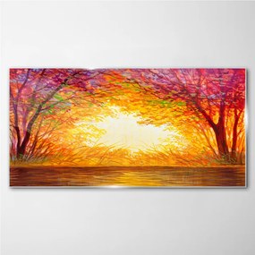 Skleneny obraz Vodné jesenné západ slnka