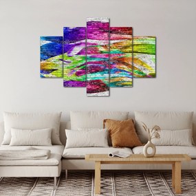 Obraz - Tehlový múr s farebnými plameňmi (150x105 cm)
