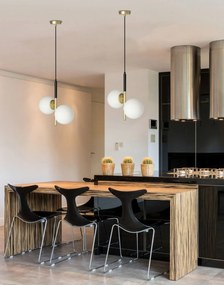 Závesná lampa Duo gule čierna matná/zlatá