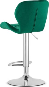 Sada 2 barových stoličiek WEST  zamatová zelená / chrómová podnož