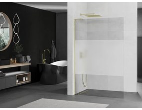 Mexen Kioto L, sprchová zástena Walk-In 90 x 200 cm, 8mm číre sklo-námraza, zlatý lesklý profil,800-090-103-50-35