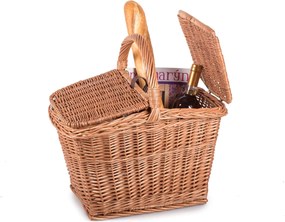 Piknikový prútený kôš s koženým remienkom Eger VI.š. 44 x hl. 32 x v. 23/30/42(cm)