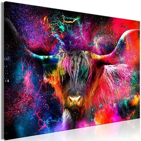 Obraz - Colorful Bull (1 Part) Wide Veľkosť: 120x80, Verzia: Na talianskom plátne