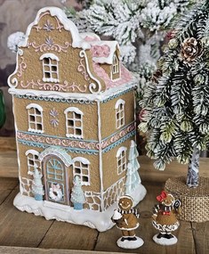 Hnedá svietiaca perníková chalúpka Gingerbread House - 12 * 9 * 20 cm / 3 * AAA