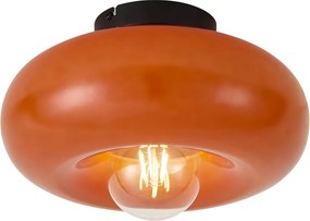 Retro čierne stropné svietidlo s oranžovým sklom 30 cm - Glaze
