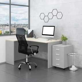 Zostava kancelárskeho nábytku SimpleOffice 2, 140 cm, ľavá, sivá / dub svetlý