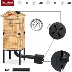 TRENDIE Udiareň XXL drevená s kovovým komínom