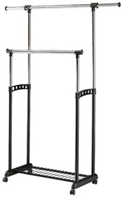 Stojanový vešiak na kolieskach 2radový Wu-11 čierny