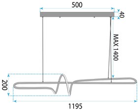 Toolight Toolight, LED závesné osvetlenie 118cm, 36W, 3000K, 3500lm, LHJ038-CP, zlatá matná, OSW-50049