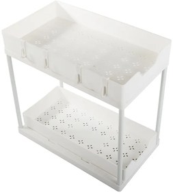 VERK GROUP Výsuvná polička s 2 zásuvkami, biely plast 36 x 40 x 22 cm SEAS