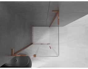 Mexen Velar L, sprchový kút s posuvnými dverami 90 x 90 cm, 8mm číre sklo, ružové zlato, 871-090-090-03-60