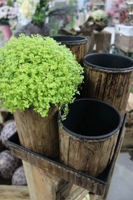 Hnedé okrúhle plechové ratanové kvetináče 5-set