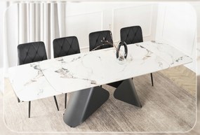 Keramický rozkladací stôl VERONA 160-240 cm biely mramor/čierny