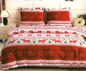Mikroplyšové posteľné obliečky s vianočným motívom 3 časti: 1ks 200x220 + 2ks 70x80
