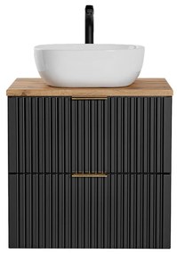 Závesná skrinka Casad s doskou a umývadlom 60 cm čierna/dub wotan