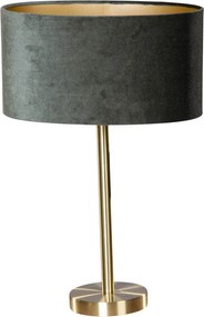 Stolová lampa mosadz s oválnym zamatovým tienidlom zelená 35 cm - Simplo