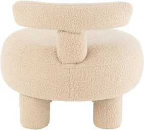 Béžová okrúhla stolička s opierkou Teddy Bouclé Beige - Ø 52*49 cm