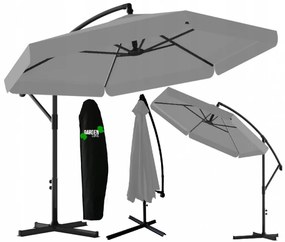 Sivý záhradný slnečník s LED osvetlením 3 m