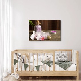 Obraz - Sviečka a orchidey (90x60 cm)