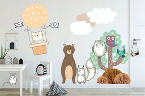 Roztomilá veľká nálepka na stenu do detskej izby lietajúca mačička 100 x 200 cm
