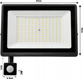 LED reflektor IP65 - 100w - 9000lm so senzorom pohybu a súmraku - neutrálna biela