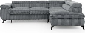 Sivá menčestrová rohová pohovka (pravý roh/do L) Marbeya – Ropez