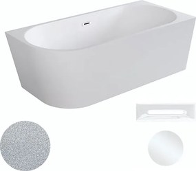 Besco Akrylátová voľne stojaca rohová vaňa Zoya Glam S 150x75 (170x80) biela/strieborná BESCO-Typ výpuste: Click-Clack s prepadom, grafit, BESCO-Rozm…