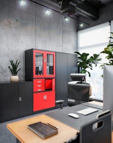 BEATA kovová šatníková skriňa s policami: antracit (976)