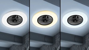 Toolight Toolight, LED stropné svietidlo s ventilátorom APP1552-C, čierna-biela, OSW-05181