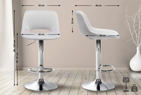2x Barová stolička Camden - zamat, chróm rám - Svetlo sivá