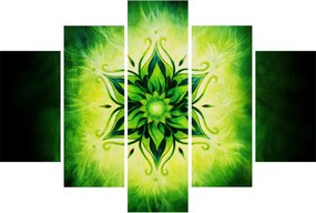 Obraz - Kvetinová mandala v zelenom pozadí (150x105 cm)