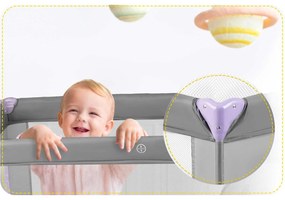 Ricokids Cestovná postieľka + matrac + taška 125 x 65 x 78 cm RK-240 sivá levanduľová