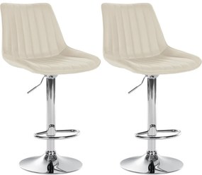 Design-Shop 2x Barová stolička Toni - koženka, chróm rám - Krémová