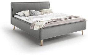 Čalúnená posteľ deria s úložným priestorom 140 x 200 cm svetlosivá MUZZA