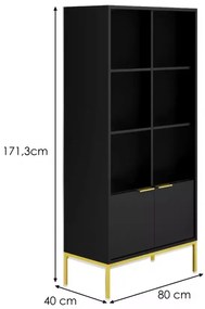 Knihovna Austin 80 cm černá/zlatá