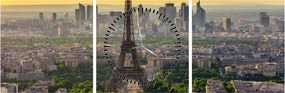 Obraz - Panoráma Paríža (s hodinami) (90x30 cm)