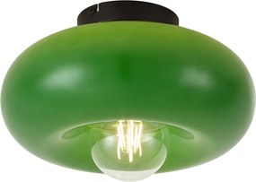 Retro stropné svietidlo čierne so zeleným sklom 30cm - Glaze
