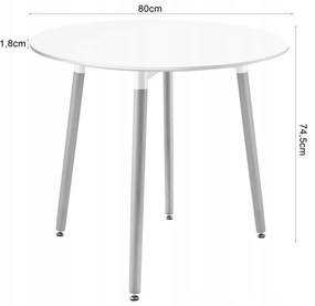 Jedálenský stôl KAMI biely 80 cm so štyrmi stoličkami MARK čierne / hnedé