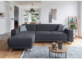 Antracitová rozkladacia/s úložným priestorom rohová pohovka Classy Sophie – Miuform