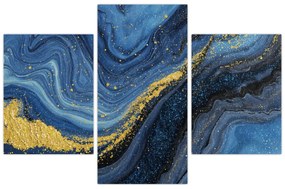 Obraz - Modro-zlatá abstrakcia (90x60 cm)