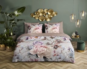 Sivé/hnedé obliečky na jednolôžko/predĺžené z bavlneného saténu 140x220 cm Colinda – Descanso