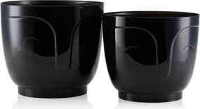 PLASTOVÝ KVETINÁČ ZOE SADA 2KS 16X18,5 CM+14,3X16,5 CM ČIERNA