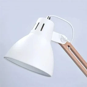 Solight stolná lampa E27 drevená biela