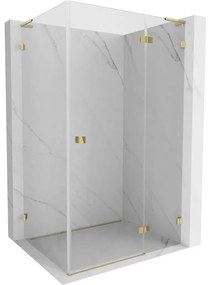 Mexen Lunar, L pravý výklopný sprchový kút 95 x 80 cm, 8mm číre sklo, zlatý profil, 834L-095-080-50-00-P