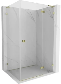 Mexen Lunar, L pravý výklopný sprchový kút 95 x 80 cm, 8mm číre sklo, zlatý profil, 834L-095-080-50-00-P