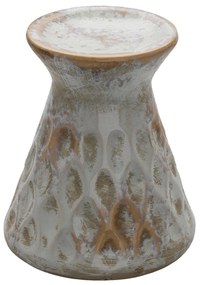 Keramický svietnik so sivou patinou a vzorom Karen - Ø 14*16 cm