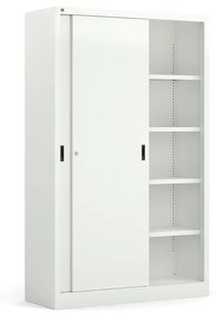 Kovová skriňa SPACE s posuvnými dverami, 1950x1200x450 mm, biela