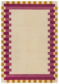 Žlto-ružový ručne tkaný vlnený koberec 200x290 cm Kai Wool Border - Flair Rugs