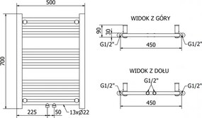 Mexen Mars, elektrické vykurovacie teleso 700 x 500 mm, 300 W, biela, W110-0700-500-6300-20