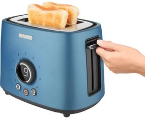 Sencor - Hriankovač s dvoma štrbinami a ohrievacím roštom 1000W/230V modrý